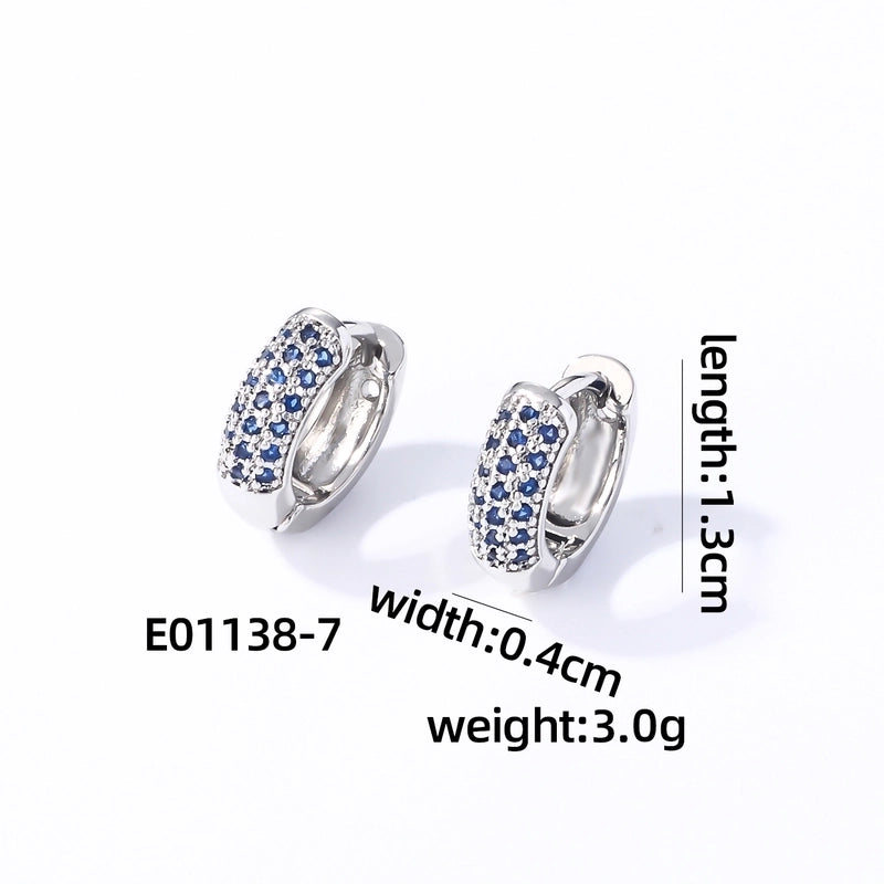1 Pair Casual Modern Style Round Inlay Copper Zircon K Gold Plated Rhodium Plated Earrings