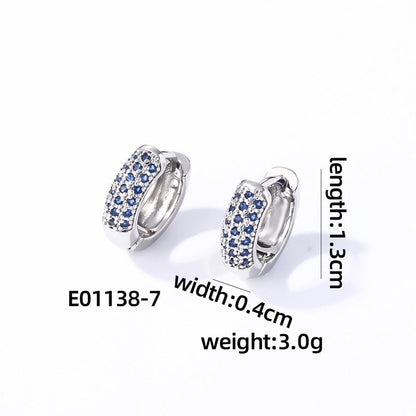 1 Pair Casual Modern Style Round Inlay Copper Zircon K Gold Plated Rhodium Plated Earrings