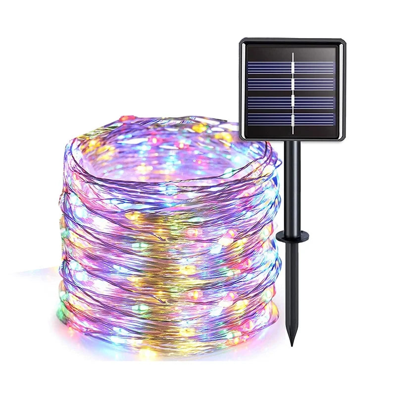 Explosions Solar Copper Wire Lamp String Lamp 8 Mode Waterproof Outdoor Courtyard Christmas Holiday Decorative Lights