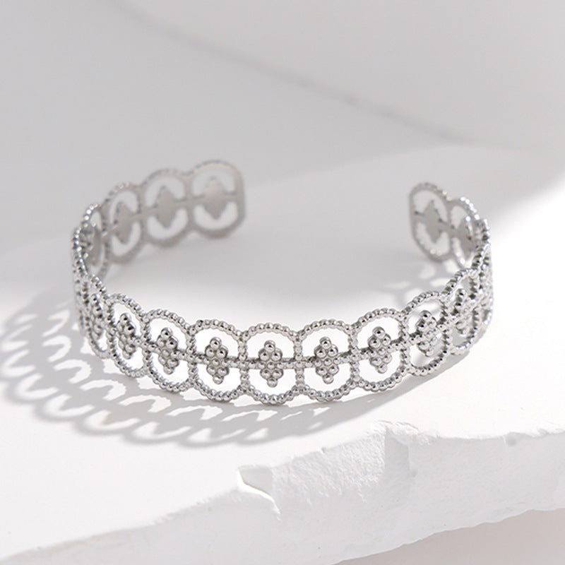 2 Pieces Expressive Stripe Stainless Steel Electroplating Bangles