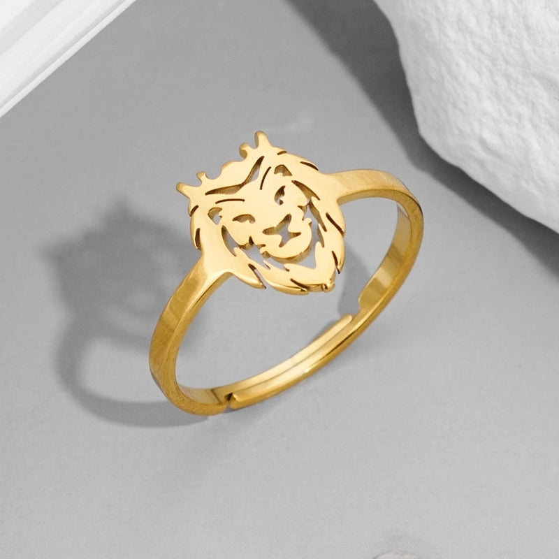 Funny Sweet Pastoral Animal 201 Stainless Steel 18K Gold Plated Polishing Adjustable Ring