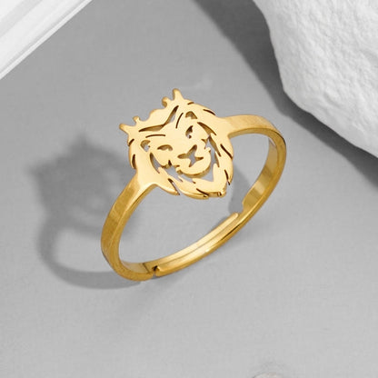 Funny Sweet Pastoral Animal 201 Stainless Steel 18K Gold Plated Polishing Adjustable Ring