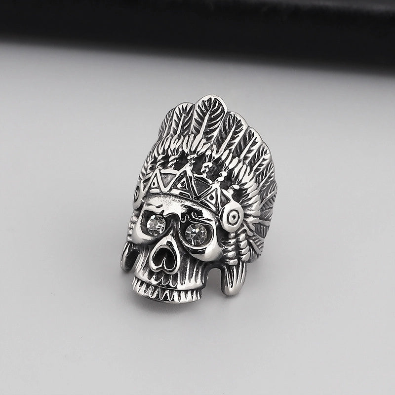Punk Star Skull Titanium Steel Plating Halloween Men's Rings