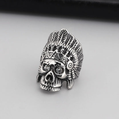 Punk Star Skull Titanium Steel Plating Halloween Men's Rings