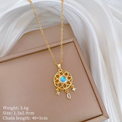 Minimalist Geometric Titanium Steel Diamond Inlay Necklaces