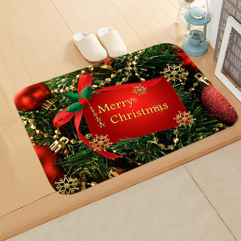 Cute Santa Claus Flannel Fabric Floor Mat