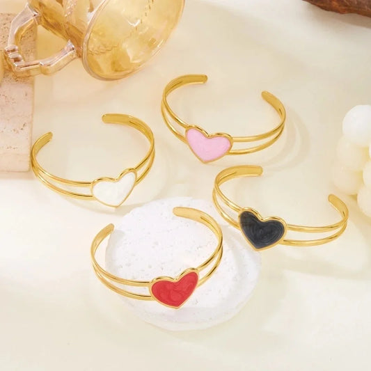 Elegant Minimalist Heart Shape 304 Stainless Steel Bangle In Bulk