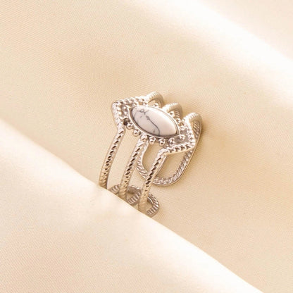 304 Stainless Steel 18K Gold Plated Elegant Lady Streetwear Inlay Geometric Water Droplets Artificial Gemstones Imitating Stone Open Rings