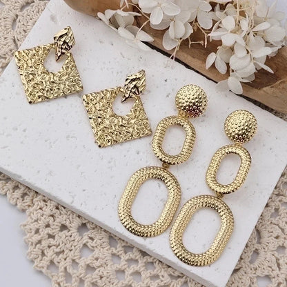 1 Pair IG Style Casual Heart Shape 304 Stainless Steel Natural Stone 18K Gold Plated Drop Earrings