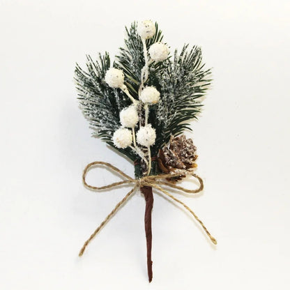 Cross-Border Christmas Accessories Pine Needle Pine Cone Simulation Berries Christmas Decoration Snowflake Hemp Rope Red Berry Bouquet