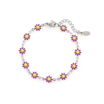 Cute Flower Stainless Steel 18K Gold Plated None Bracelets In Bulk