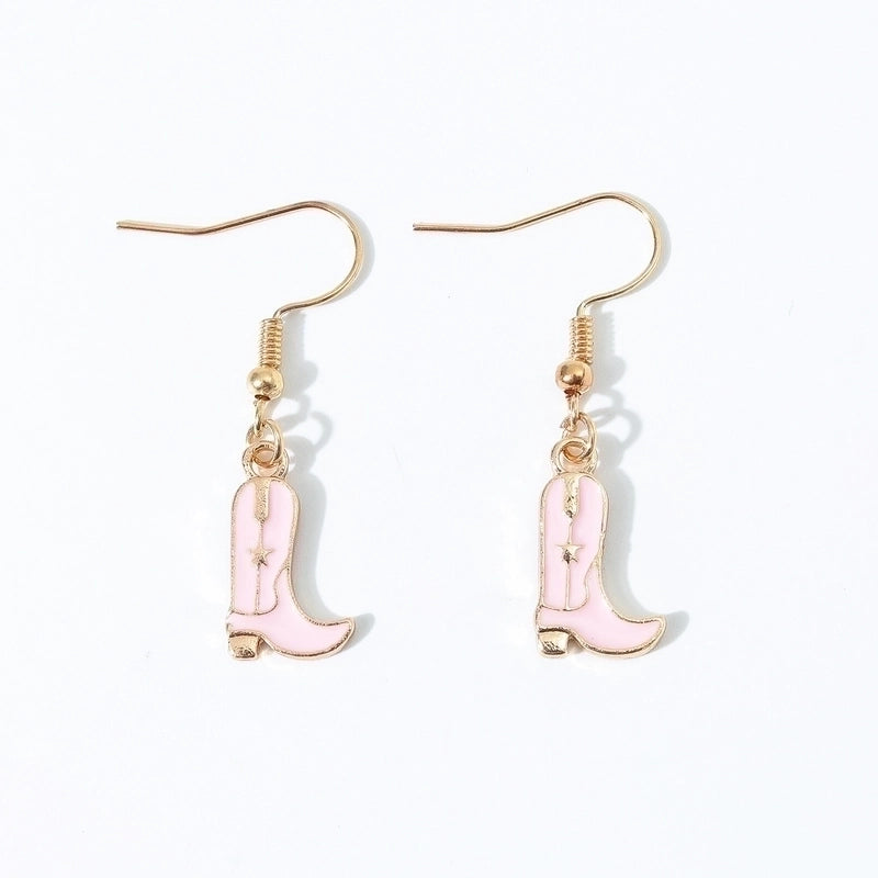 6 Pieces Fashion Style Earrings Western Cowboy Girl Oil Drop Boots Earrings High Heels Earring
