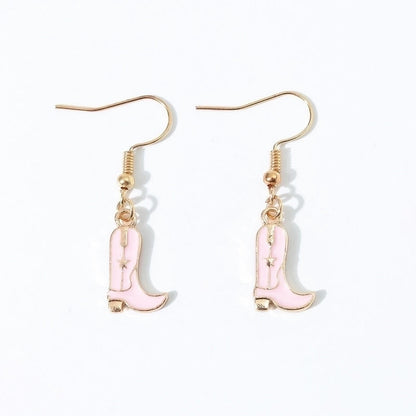 6 Pieces Fashion Style Earrings Western Cowboy Girl Oil Drop Boots Earrings High Heels Earring