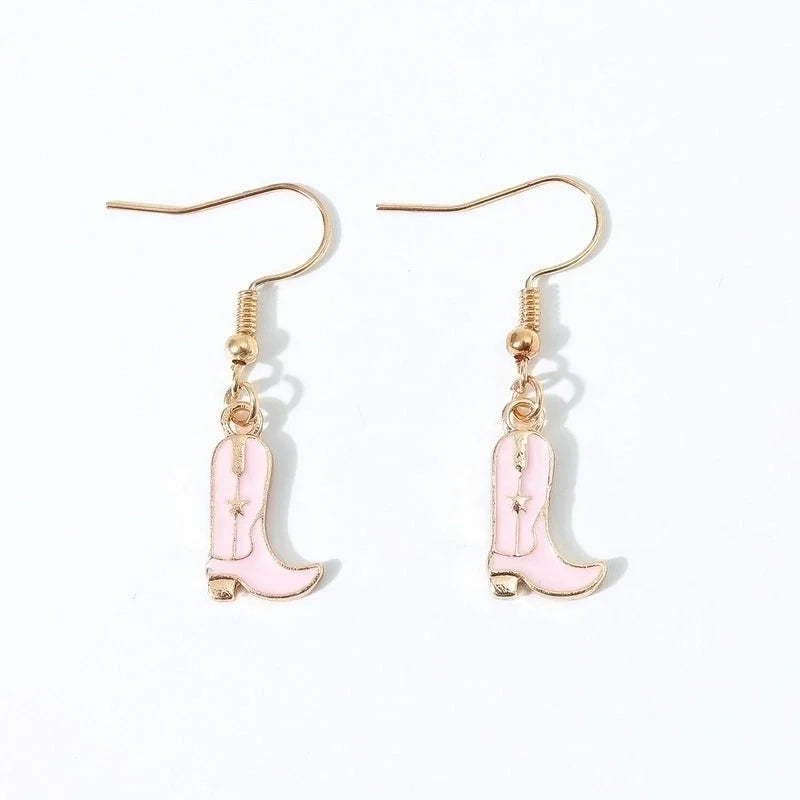 6 Pieces Fashion Style Earrings Western Cowboy Girl Oil Drop Boots Earrings High Heels Earring