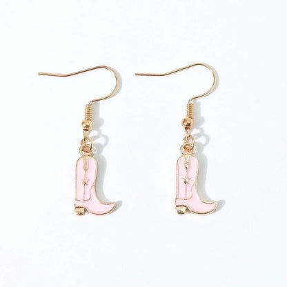 6 Pieces Fashion Style Earrings Western Cowboy Girl Oil Drop Boots Earrings High Heels Earring
