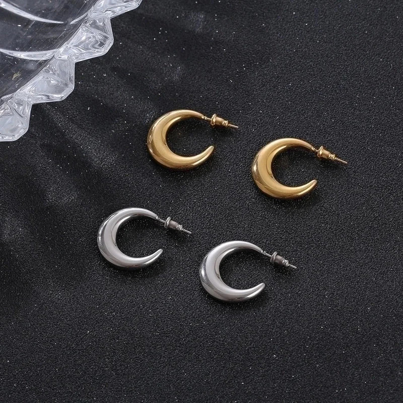 1 Pair Fashion C Shape Plating 201 Stainless Steel 18K Gold Plated Ear Studs