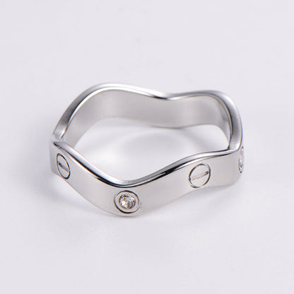 IG Style Stripe Stainless Steel Diamond Inlay Rings