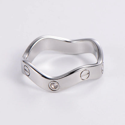 IG Style Stripe Stainless Steel Diamond Inlay Rings