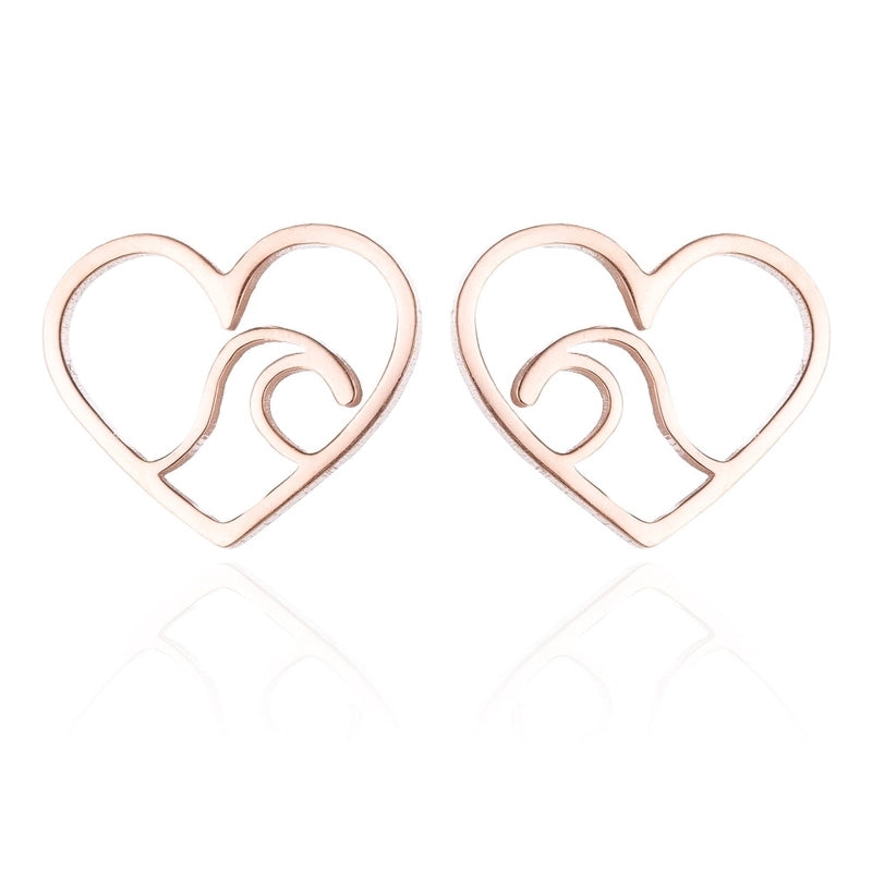 Minimalist Christmas Tree Heart Shape Elk Stainless Steel Plating Hollow Out Ear Studs 1 Pair