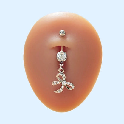 Cute Sweet Heart Shape Flower Butterfly Stainless Steel Copper White Gold Plated Gold Plated Rhinestones Zircon Belly Ring In Bulk