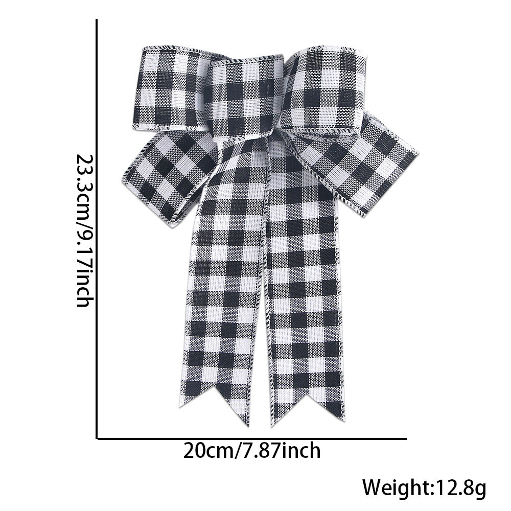 2 Pieces Christmas Decoration Red Flocked Striped Burlap Bow Christmas Wreath Christmas Tree Accessories Decoration Pendant