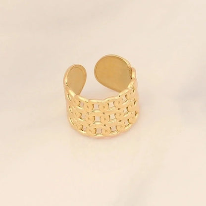 Fashion Waves Stainless Steel Inlay Open Ring