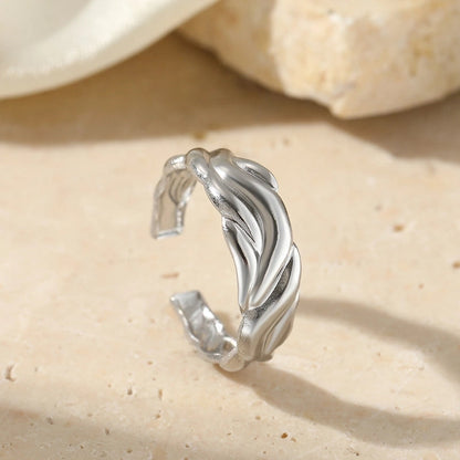 Minimalist Classic Style Solid Color 304 Stainless Steel Plating Rings