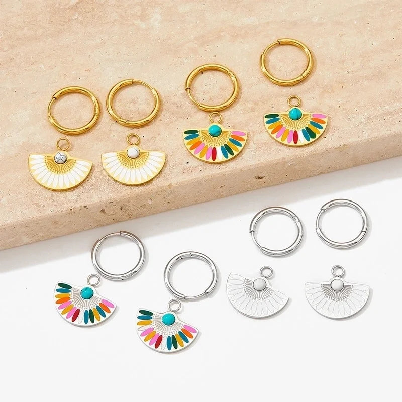 1 Pair Casual Color Block Plating 304 Stainless Steel 16K Gold Plated White Gold Plated Gold Plated Drop Earrings
