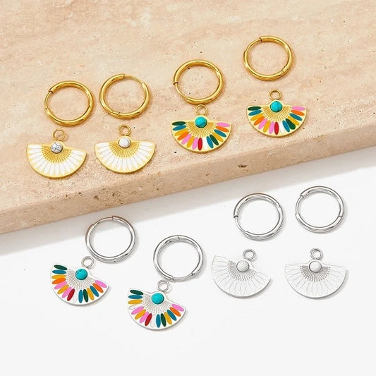 1 Pair Casual Color Block Plating 304 Stainless Steel 16K Gold Plated White Gold Plated Gold Plated Drop Earrings