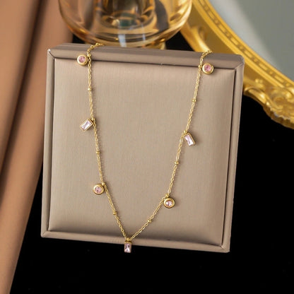 Sweet Minimalist Classic Style Geometric Heart Shape Titanium Steel Plating Bracelets Necklace