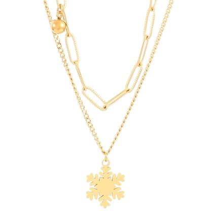 Vacation Snowflake Titanium Steel 18K Gold Plated Plating Bracelets Earrings Necklace