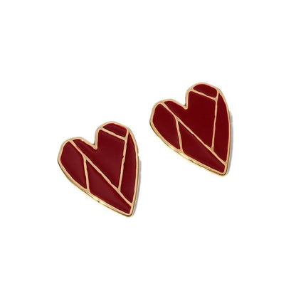 Minimalist Heart Stainless Steel Electroplating Stud Earrings