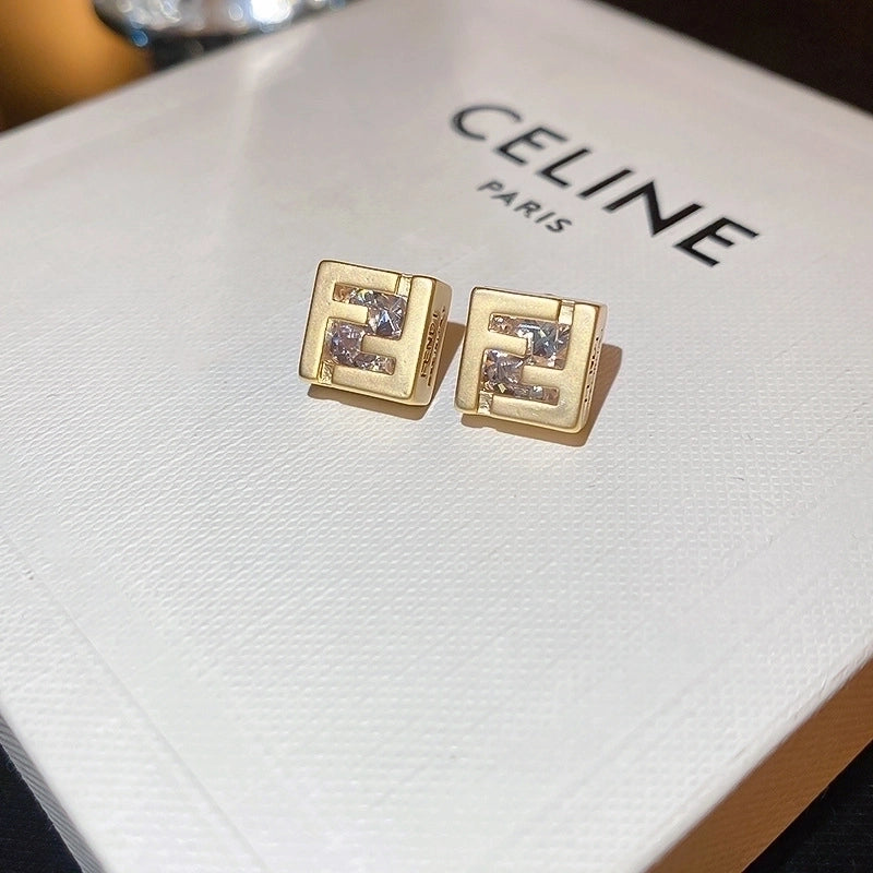 1 Pair Retro Color Block Heart Shape Pleated Inlay Copper Rhinestones Drop Earrings