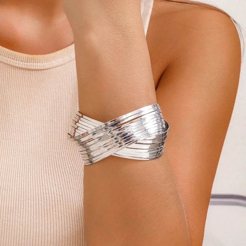 IG Style Geometric Iron White Gold Plated Gold Plated Bangle