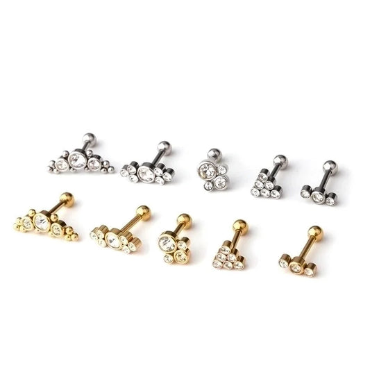 Ear Cartilage Rings & Studs Fashion Geometric Copper Plating Artificial Gemstones