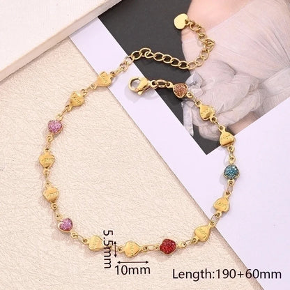 Best Seller In Europe And America 304 Stainless Steel Furnace Vacuum Plating Color Sequins Dripping Oil Hollow Love Butterfly Bracelet