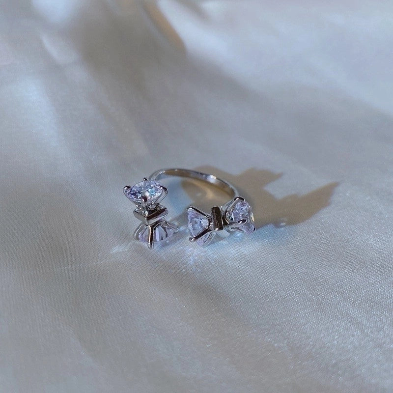 Minimalist Butterfly Copper Butterfly Inlay Zircon Open Ring