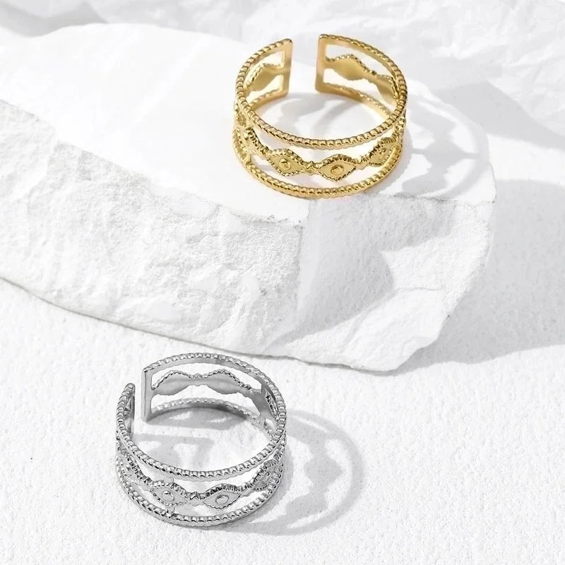 304 Stainless Steel Casual Modern Style Geometric Eye Open Rings
