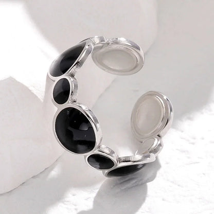 Retro Oval Stainless Steel Enamel Open Ring