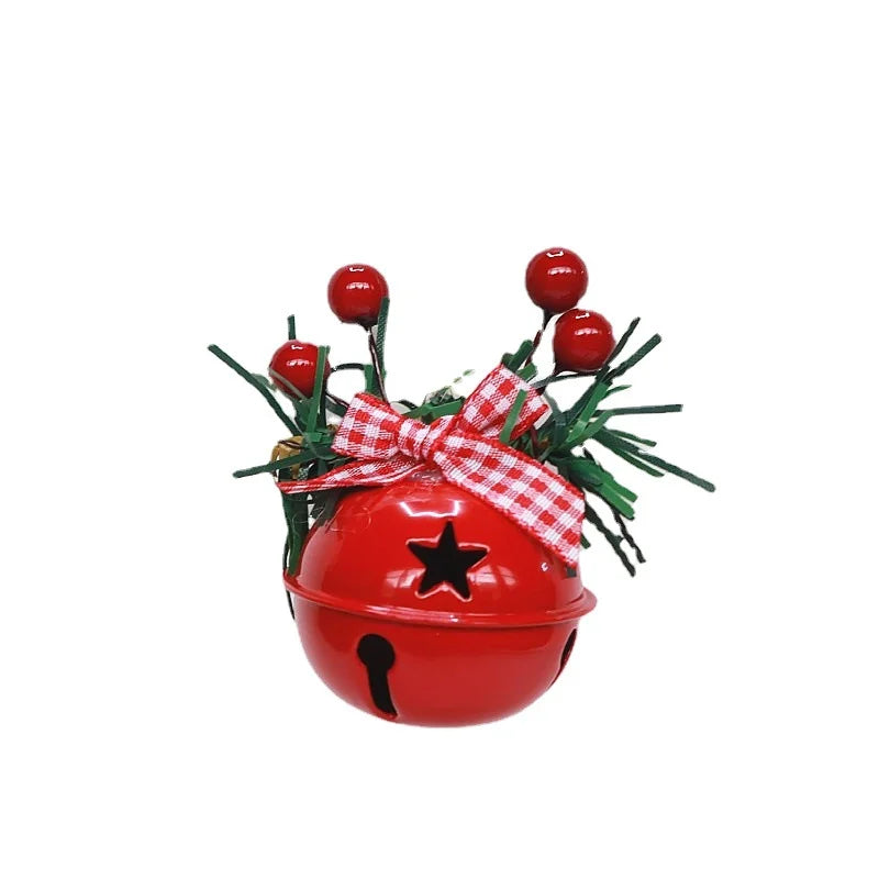 2 Pieces Christmas Decoration Christmas Tree Pendant Five Star Snowflake Bell Hemp Rope Berry Accessories Christmas Bell