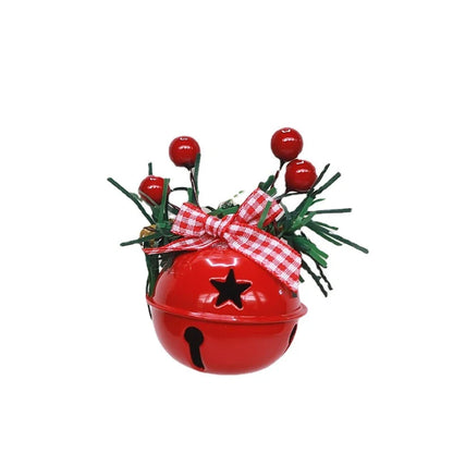 2 Pieces Christmas Decoration Christmas Tree Pendant Five Star Snowflake Bell Hemp Rope Berry Accessories Christmas Bell