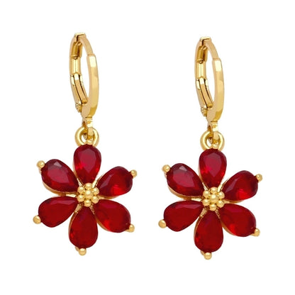 1 Pair Minimalist Flower Daisy Plating Inlay Copper Zircon 18k Gold Plated Drop Earrings
