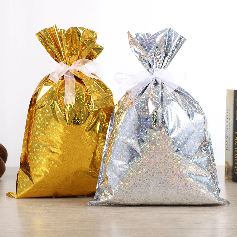 Cross-border New Christmas Gift Bag Santa Claus Drawstring Bag Aluminum Foil Bag Candy Packaging Bag Gift Bag