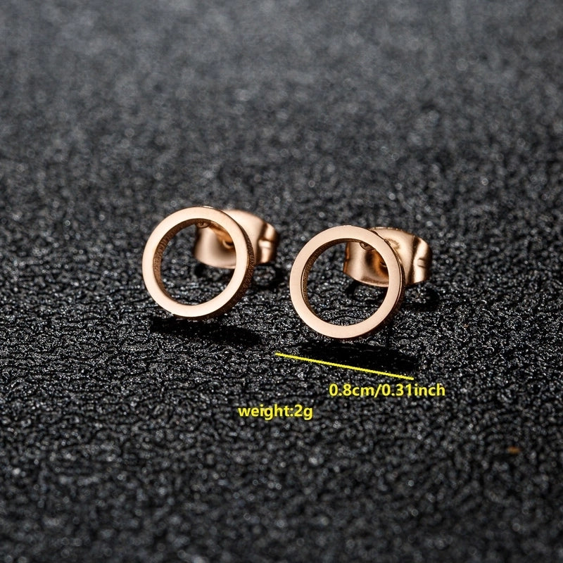 1 Pair Minimalist Classic Style Round Star Moon Hollow Out 304 Stainless Steel 18K Gold Plated Ear Studs