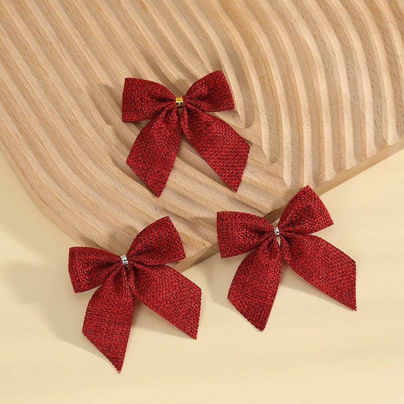 Kuhiro Christmas Bow Red Black Green Plaid Bow Imitation Linen OPP Bag Christmas Tree Wreath Decoration