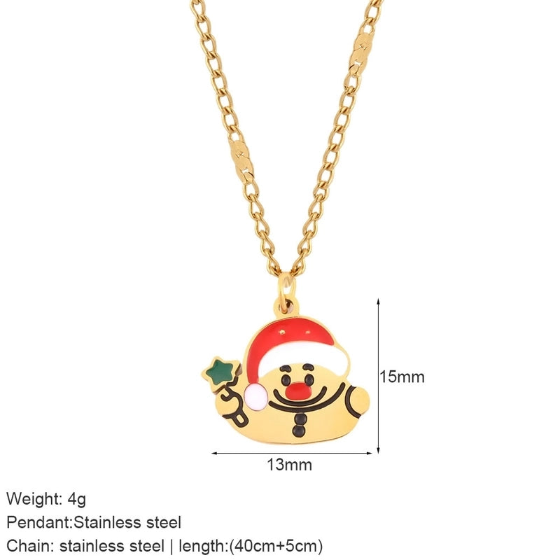 Nordic Style Classic Style Gingerbread Moon 316L Stainless Steel Plating Pendant Necklace