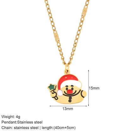 Nordic Style Classic Style Gingerbread Moon 316L Stainless Steel Plating Pendant Necklace