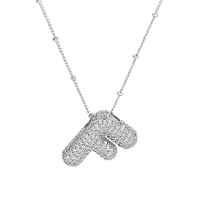 Casual Minimalist Letter Brass Plating Zircon Pendant Necklace 1 Piece