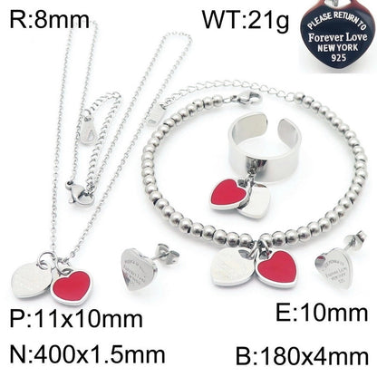 Minimalist Heart Shape 304 Stainless Steel 18K Gold Plated Jewelry Set