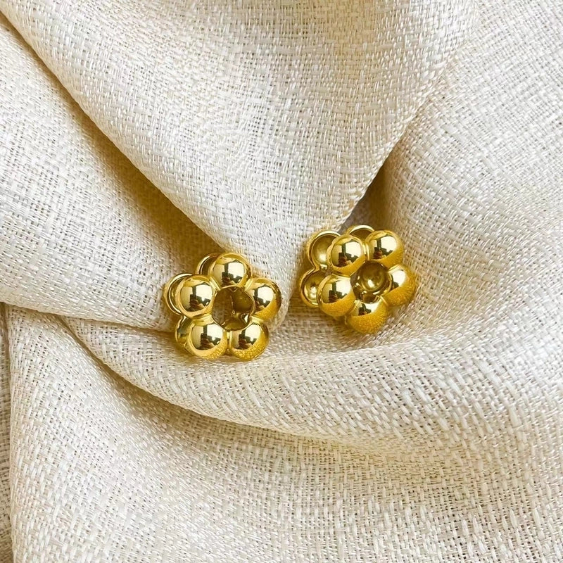 2 Pieces IG Style Water Droplets Flower Bow Knot 304 Stainless Steel 18K Gold Plated Stainless Steel Earrings